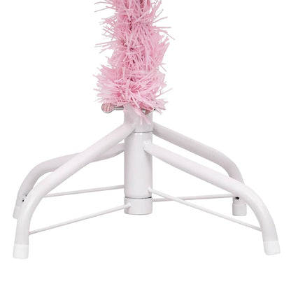 Albero di Natale Preilluminato con Palline Rosa 210 cm PVC