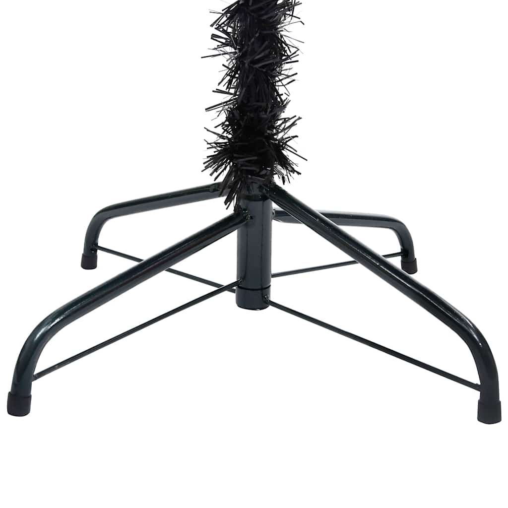 Albero di Natale Preilluminato con Palline Nero 240 cm PVC