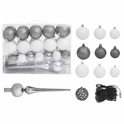 Albero di Natale Artificiale con LED e Set di Palline e Pigne 180 cm