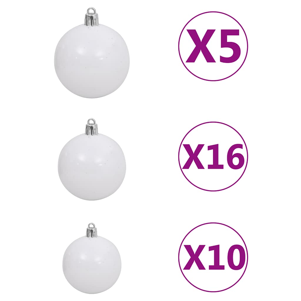 Albero di Natale Preilluminato con Palline Bianco 180 cm PVC