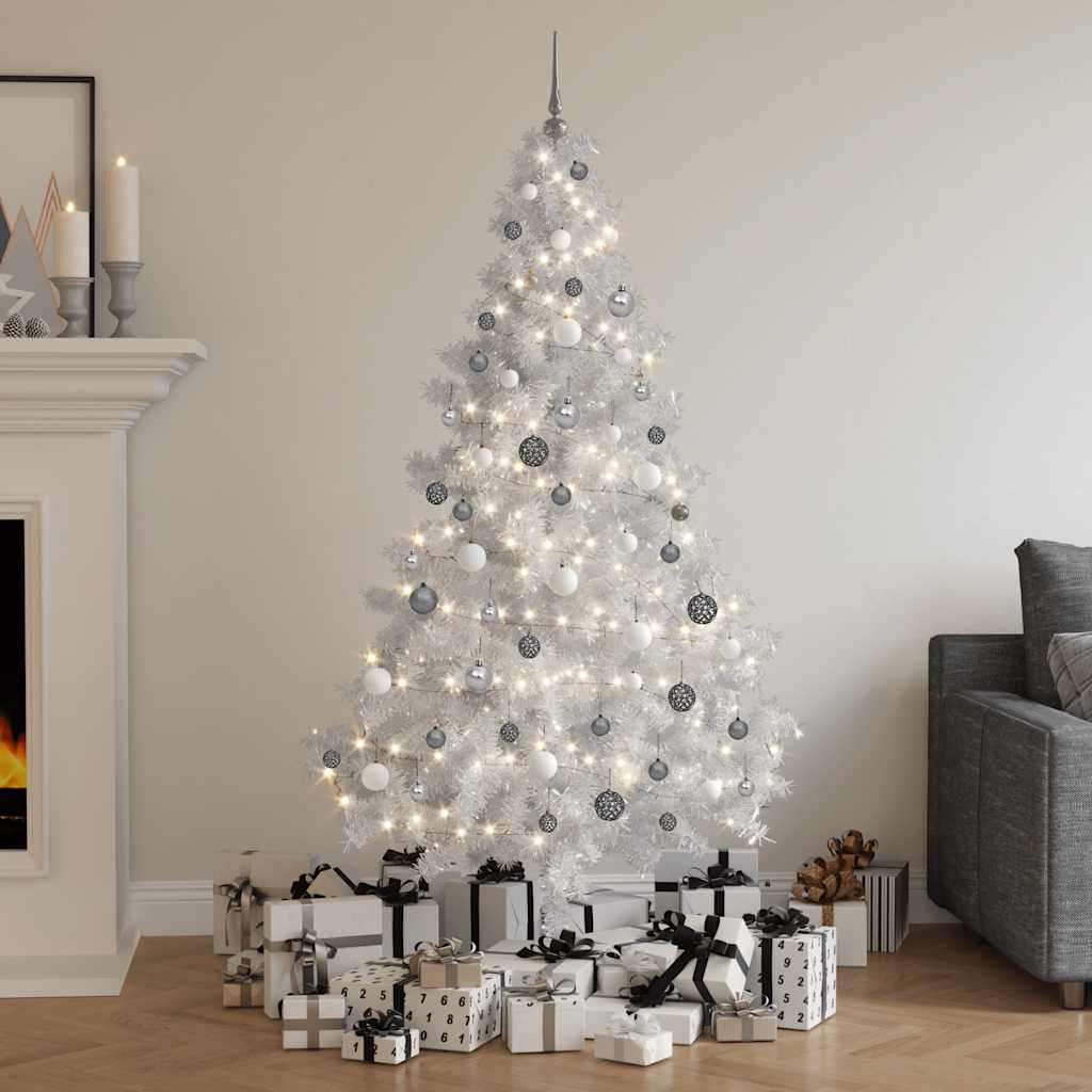 Albero di Natale Preilluminato con Palline Bianco 180 cm PVC