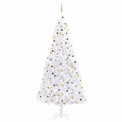 Albero di Natale Preilluminato con Palline e LED Bianco 300 cm
