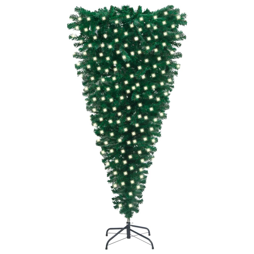 Albero di Natale Capovolto Preiluminato 210 cm Verde PVC