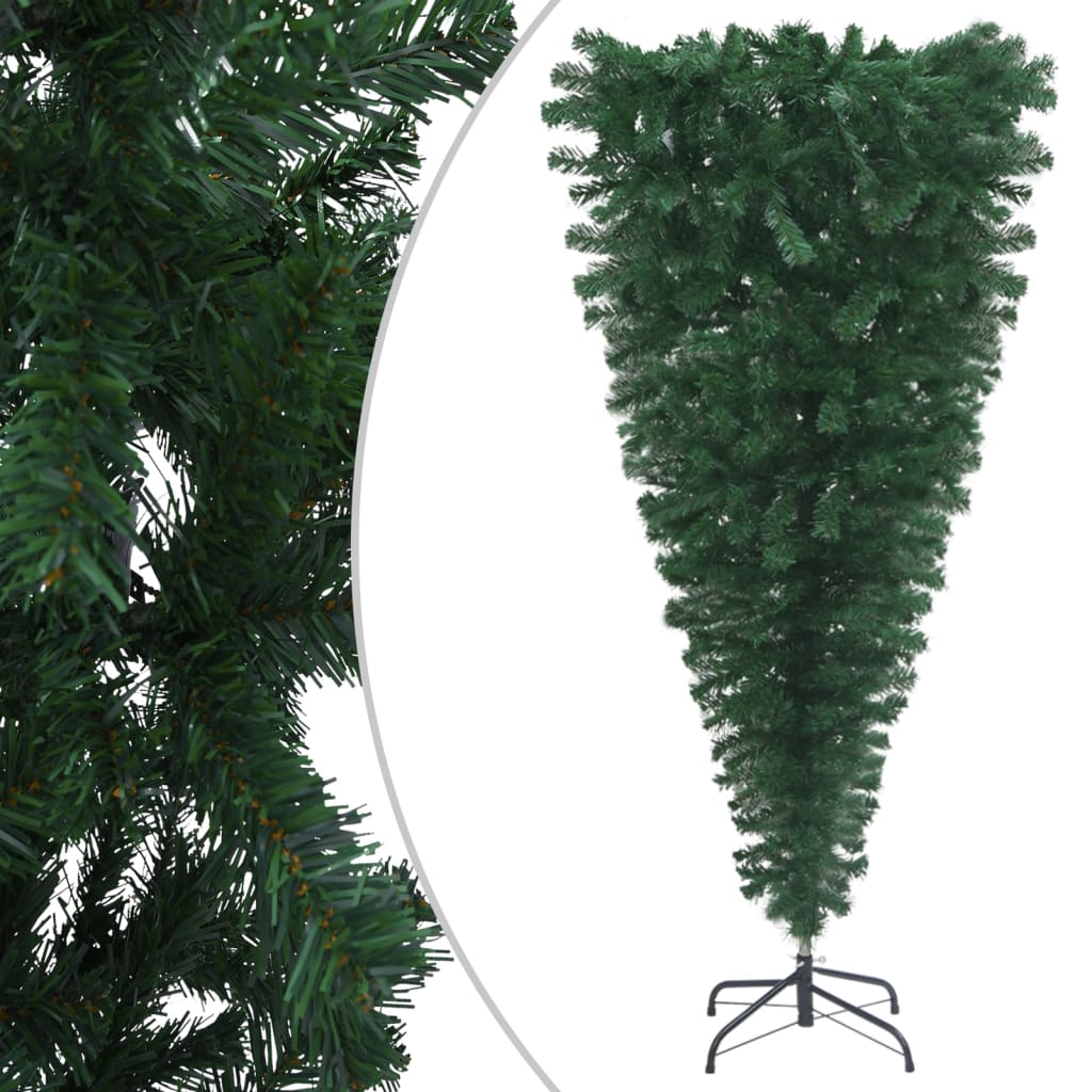 Albero di Natale Capovolto Preiluminato 210 cm Verde PVC