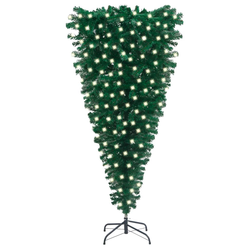 Albero di Natale Capovolto Preiluminato 240 cm Verde PVC