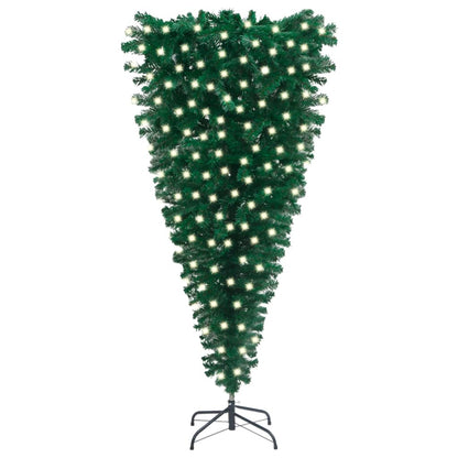 Albero di Natale Capovolto Preiluminato 240 cm Verde PVC