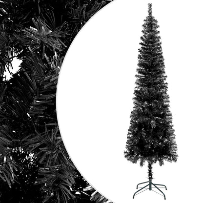 Albero di Natale Sottile Preilluminato Nero 240 cm