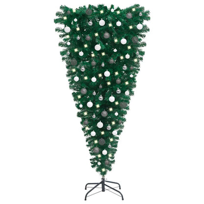 Albero di Natale Capovolto Preiluminato con Palline 120 cm