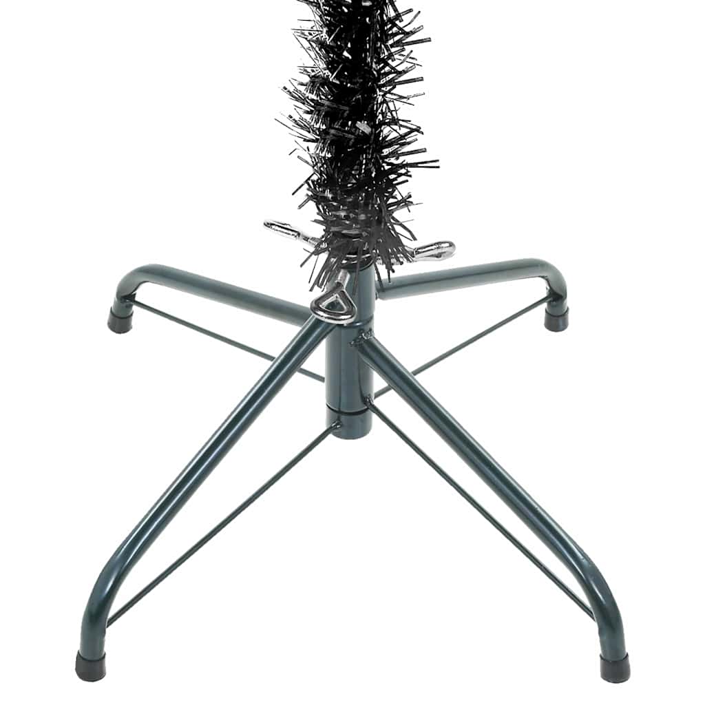 Albero di Natale Sottile Preiluminato con Palline Nero 180 cm