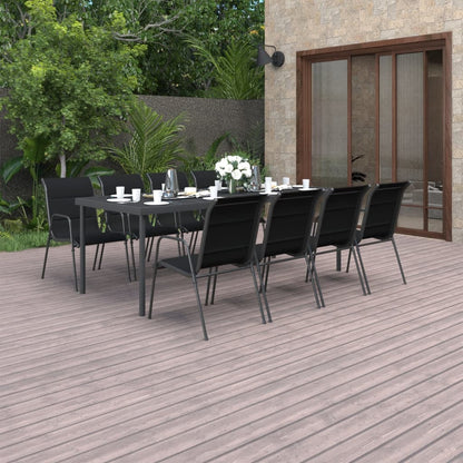 Set da Pranzo per Giardino 9 pz in Acciaio