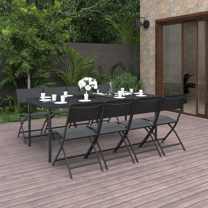 Set da Pranzo per Giardino 9 pz in Acciaio
