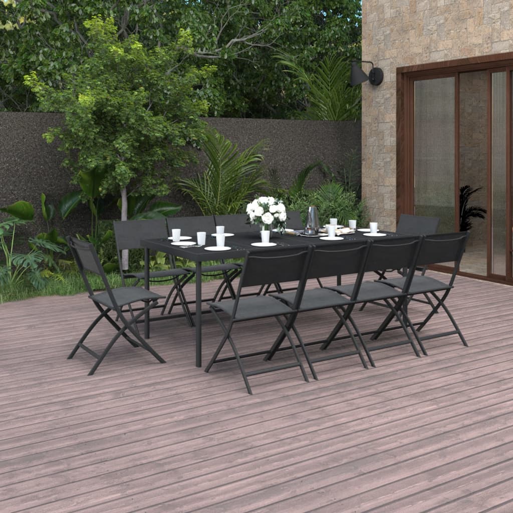 Set da Pranzo per Giardino 11 pz in Acciaio