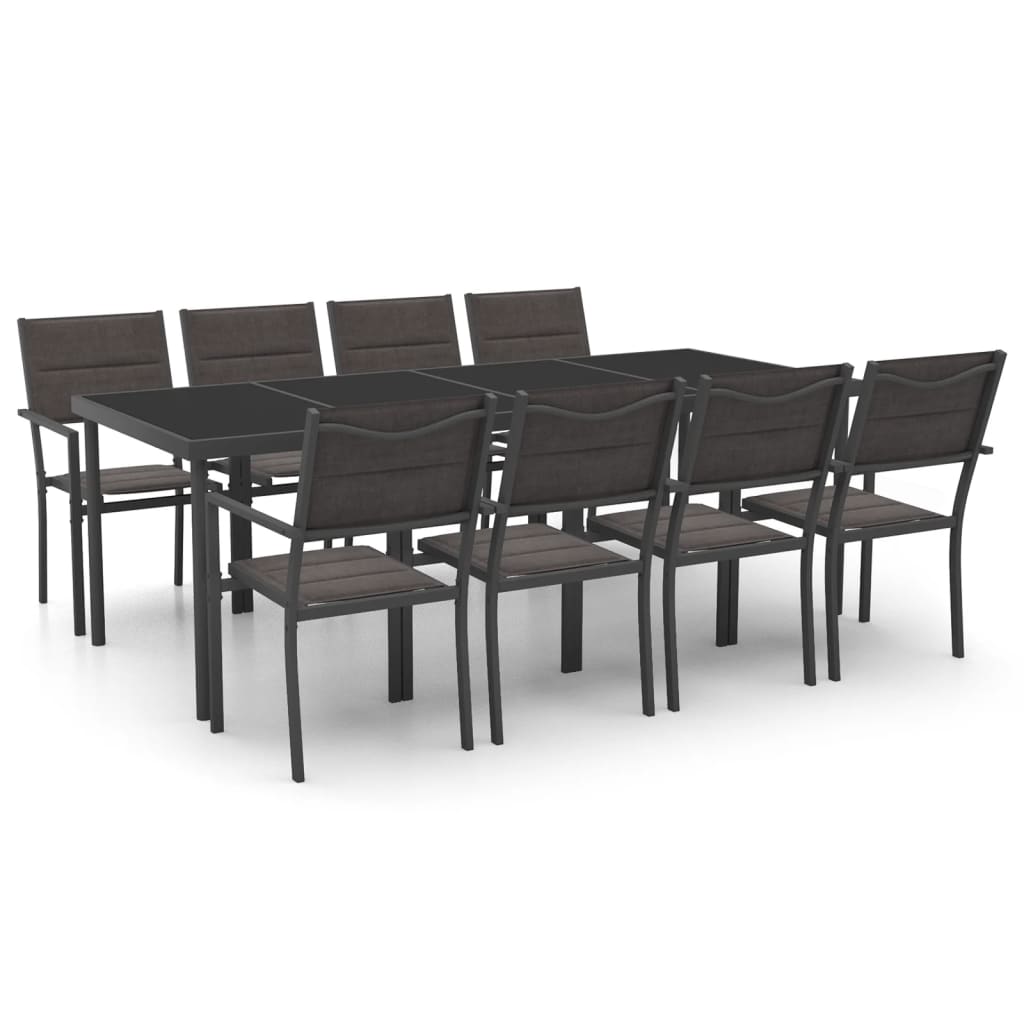 Set da Pranzo per Giardino 9 pz in Acciaio