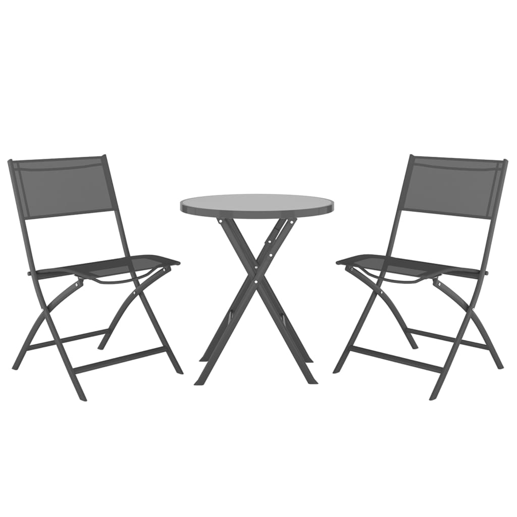 Set da Bistrot Pieghevole 3 pz in Acciaio Grigio