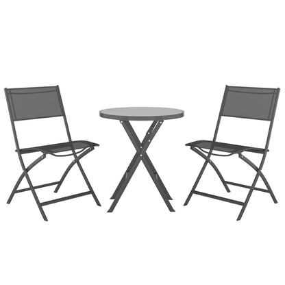 Set da Bistrot Pieghevole 3 pz in Acciaio Grigio
