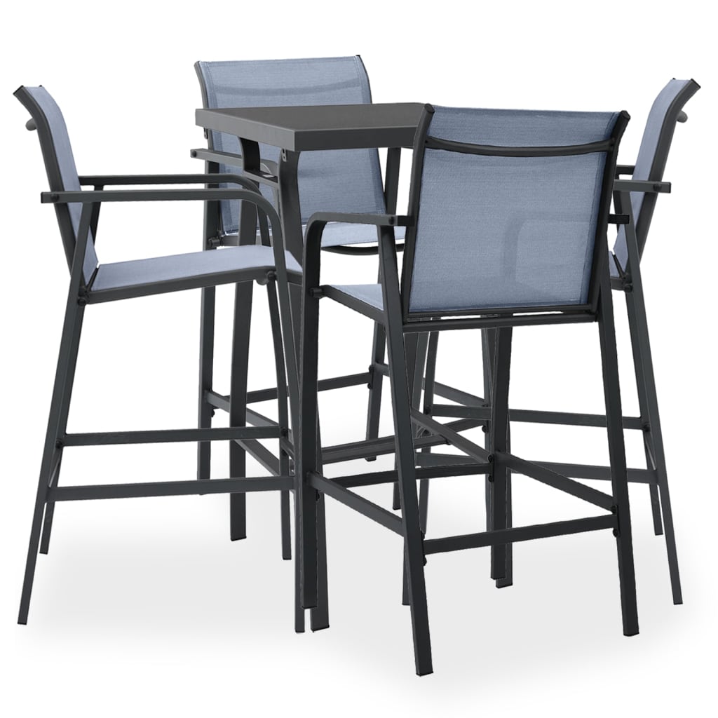 Set Bar da Giardino 5 pz Nero e Grigio
