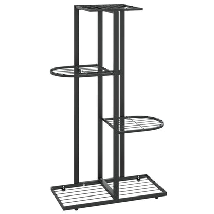 Piedistallo per Piante a 4 Piani 43x22x76 cm in Metallo Nero