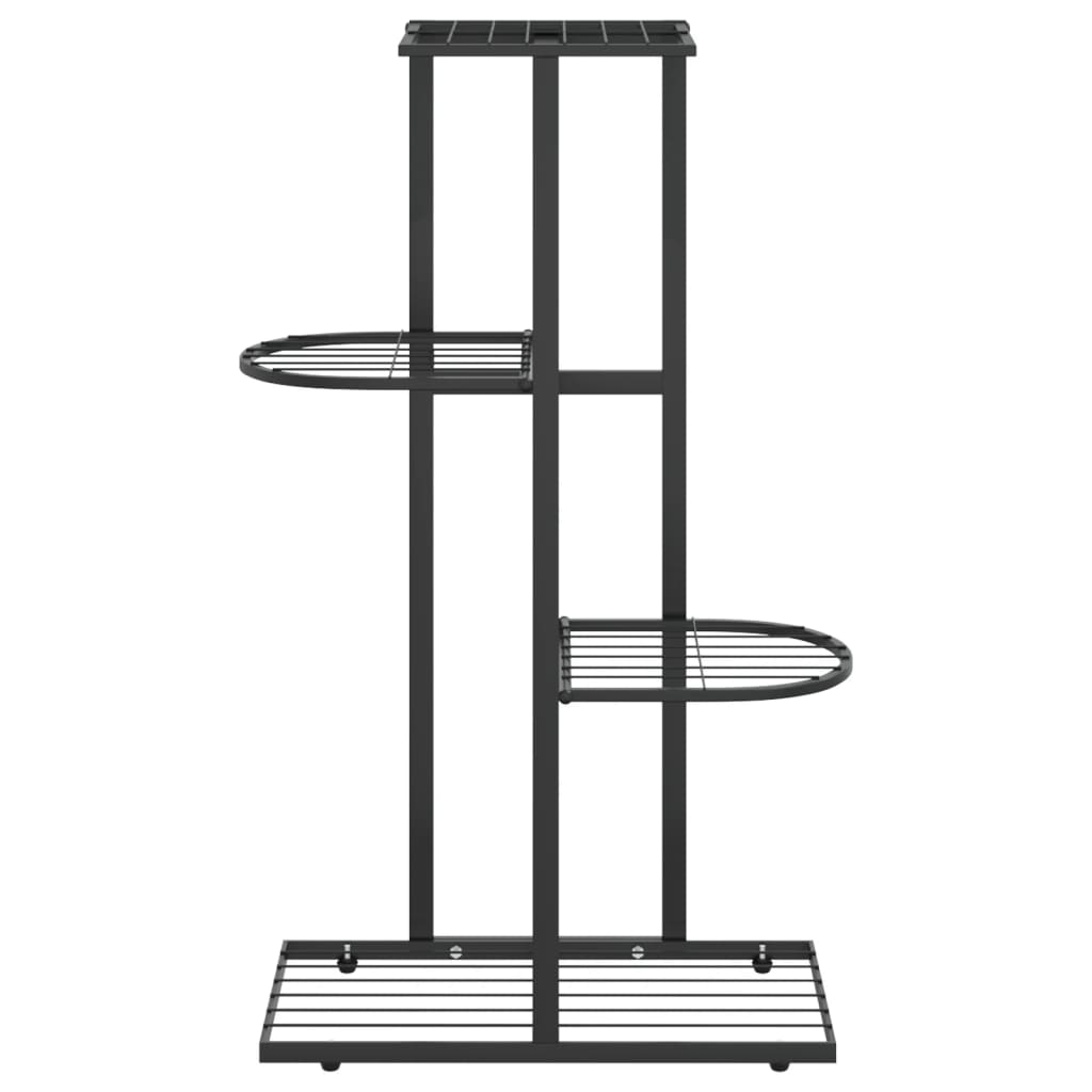 Piedistallo per Piante a 4 Piani 43x22x76 cm in Metallo Nero