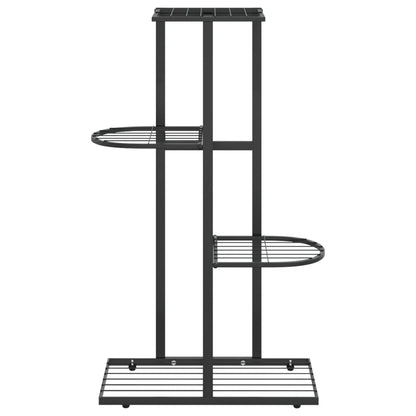 Piedistallo per Piante a 4 Piani 43x22x76 cm in Metallo Nero