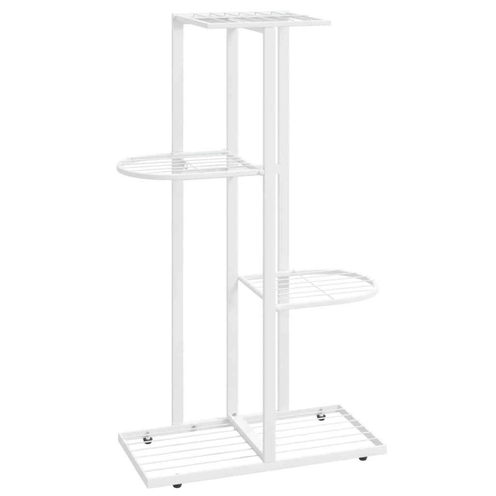 Piedistallo per Piante a 4 Piani 43x22x76 cm in Metallo Bianco