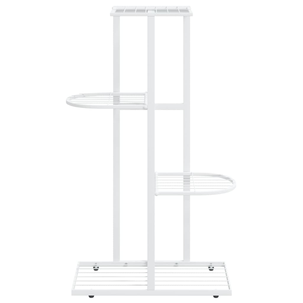 Piedistallo per Piante a 4 Piani 43x22x76 cm in Metallo Bianco