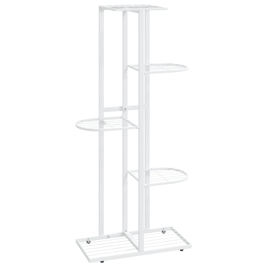 Piedistallo per Piante a 5 Piani 43x22x98 cm in Metallo Bianco