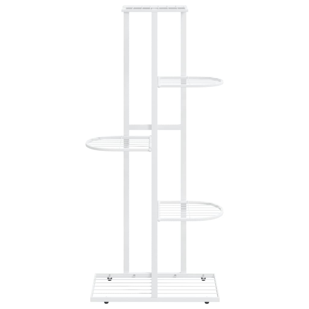 Piedistallo per Piante a 5 Piani 43x22x98 cm in Metallo Bianco
