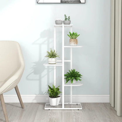 Piedistallo per Piante a 5 Piani 43x22x98 cm in Metallo Bianco