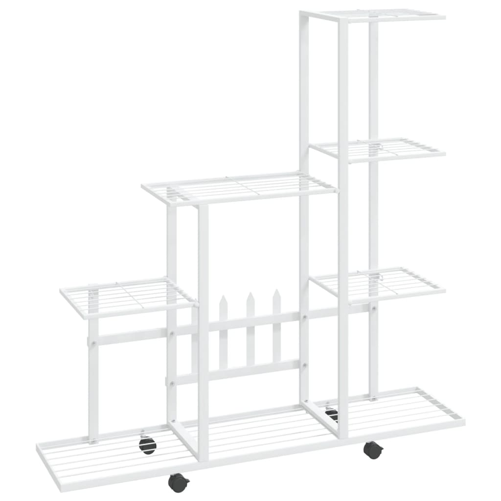 Portapiante con Ruote 94,5x25x92,5 cm Bianco in Metallo