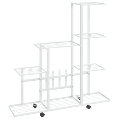 Portapiante con Ruote 94,5x25x92,5 cm Bianco in Metallo