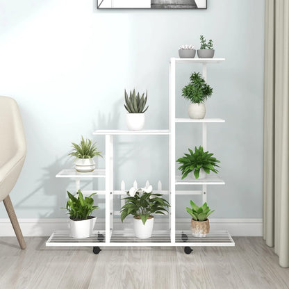 Portapiante con Ruote 94,5x25x92,5 cm Bianco in Metallo