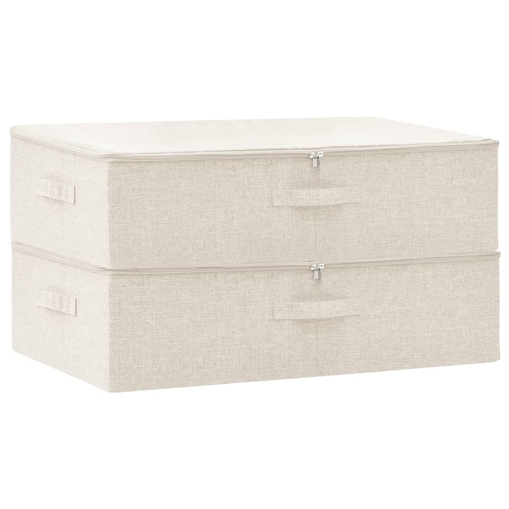Scatole Portaoggetti 2pz in Tessuto 70x40x18 cm Crema