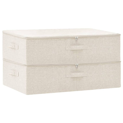 Scatole Portaoggetti 2pz in Tessuto 70x40x18 cm Crema