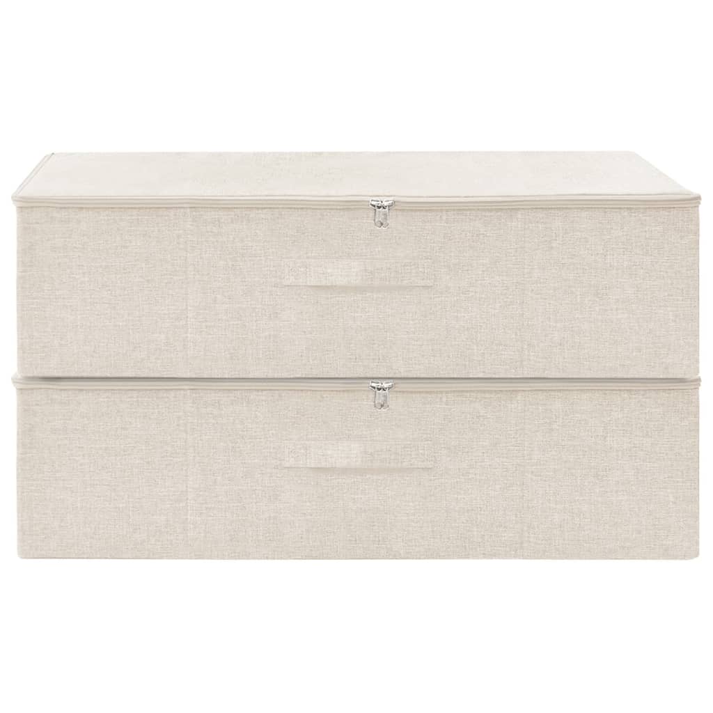 Scatole Portaoggetti 2pz in Tessuto 70x40x18 cm Crema