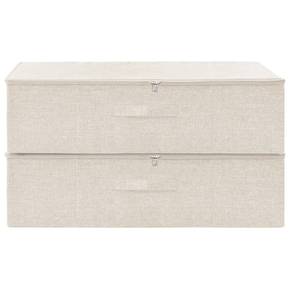Scatole Portaoggetti 2pz in Tessuto 70x40x18 cm Crema
