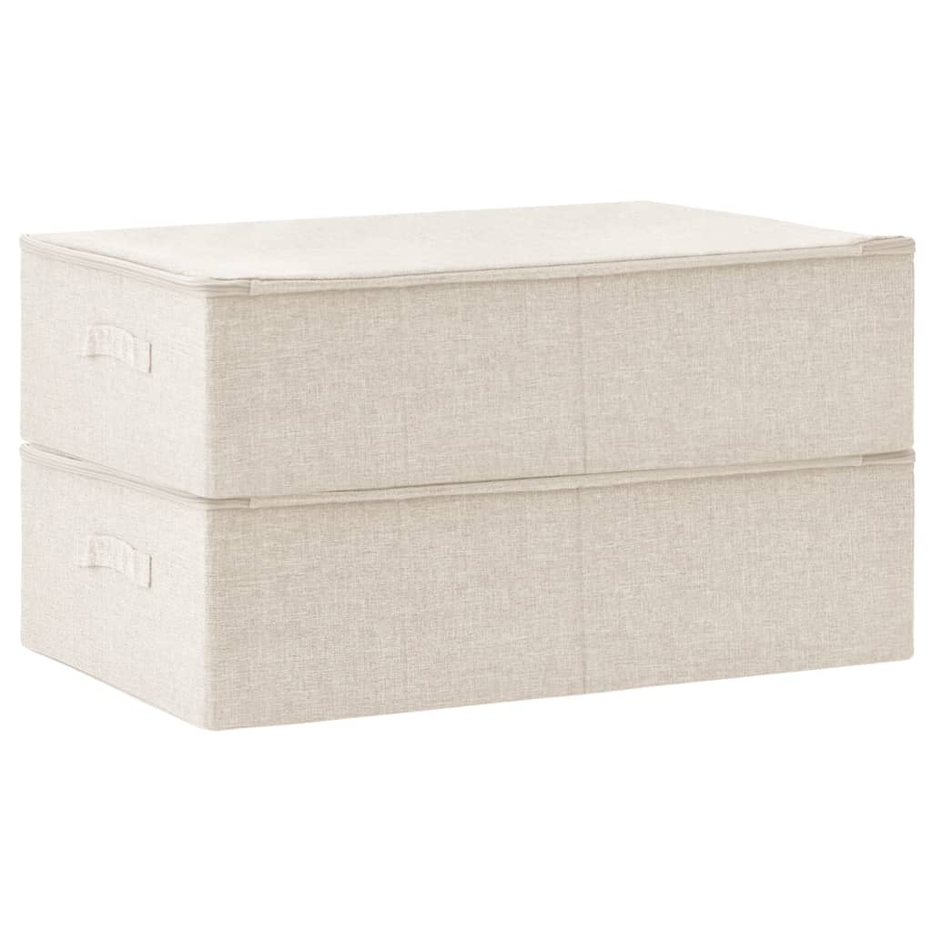 Scatole Portaoggetti 2pz in Tessuto 70x40x18 cm Crema