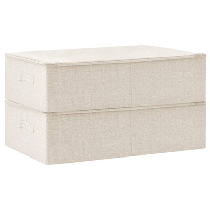 Scatole Portaoggetti 2pz in Tessuto 70x40x18 cm Crema