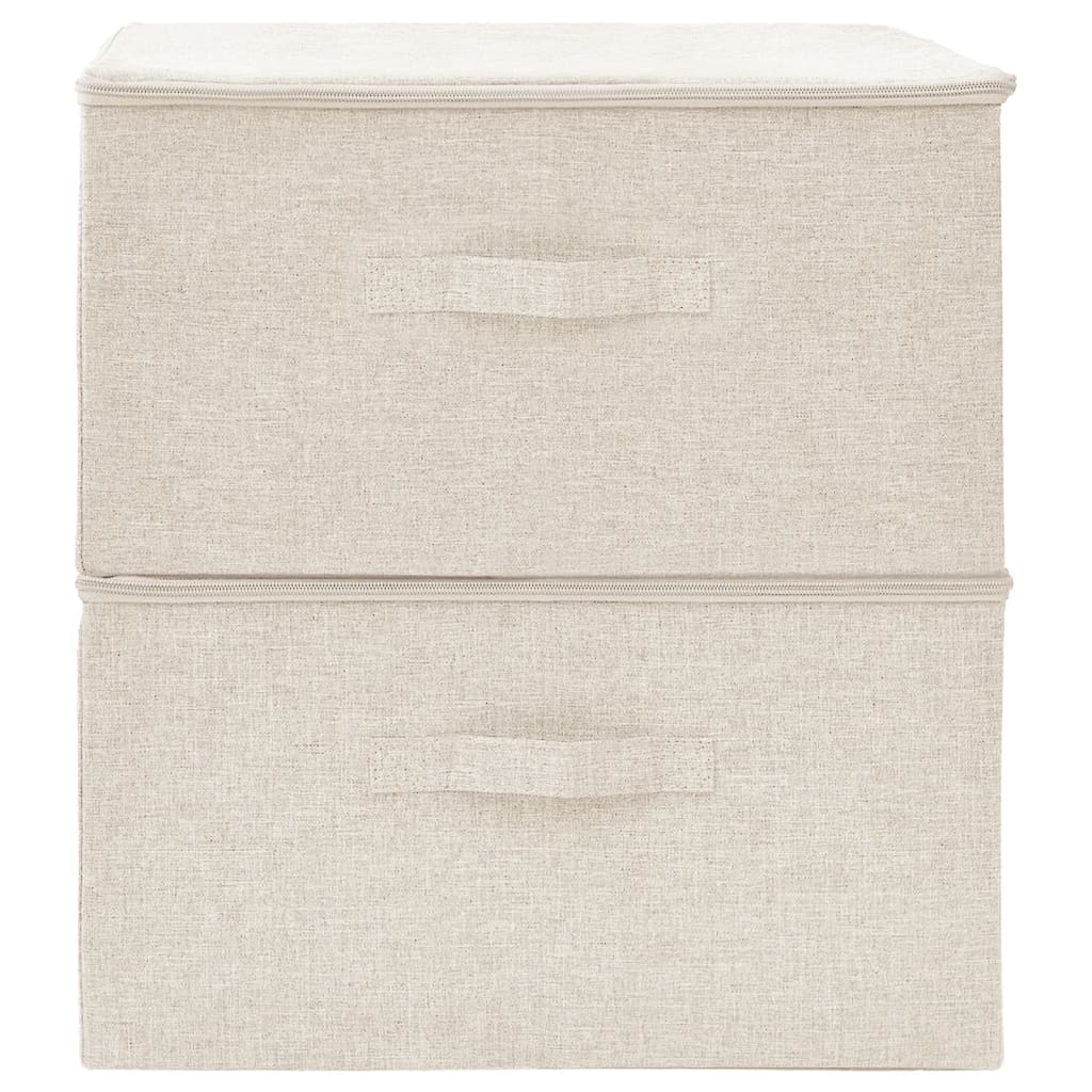 Scatole Portaoggetti 2pz in Tessuto 43x34x23 cm Crema