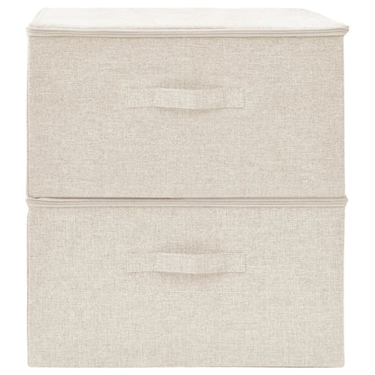 Scatole Portaoggetti 2pz in Tessuto 43x34x23 cm Crema
