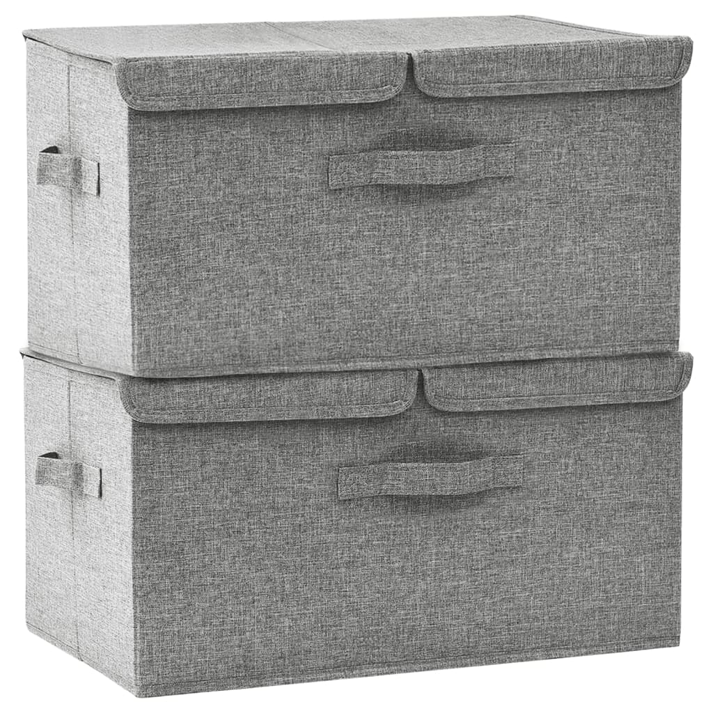 Scatole Portaoggetti 2pz in Tessuto 50x30x25 cm Grigio