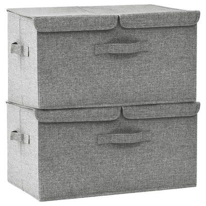 Scatole Portaoggetti 2pz in Tessuto 50x30x25 cm Grigio
