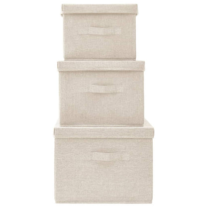 Scatole Portaoggetti Impilabili Set 3pz in Tessuto Crema