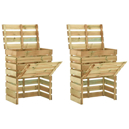 Compostiere da Giardino Doghe 2 pz 80x50x100 cm Pino Impregnato