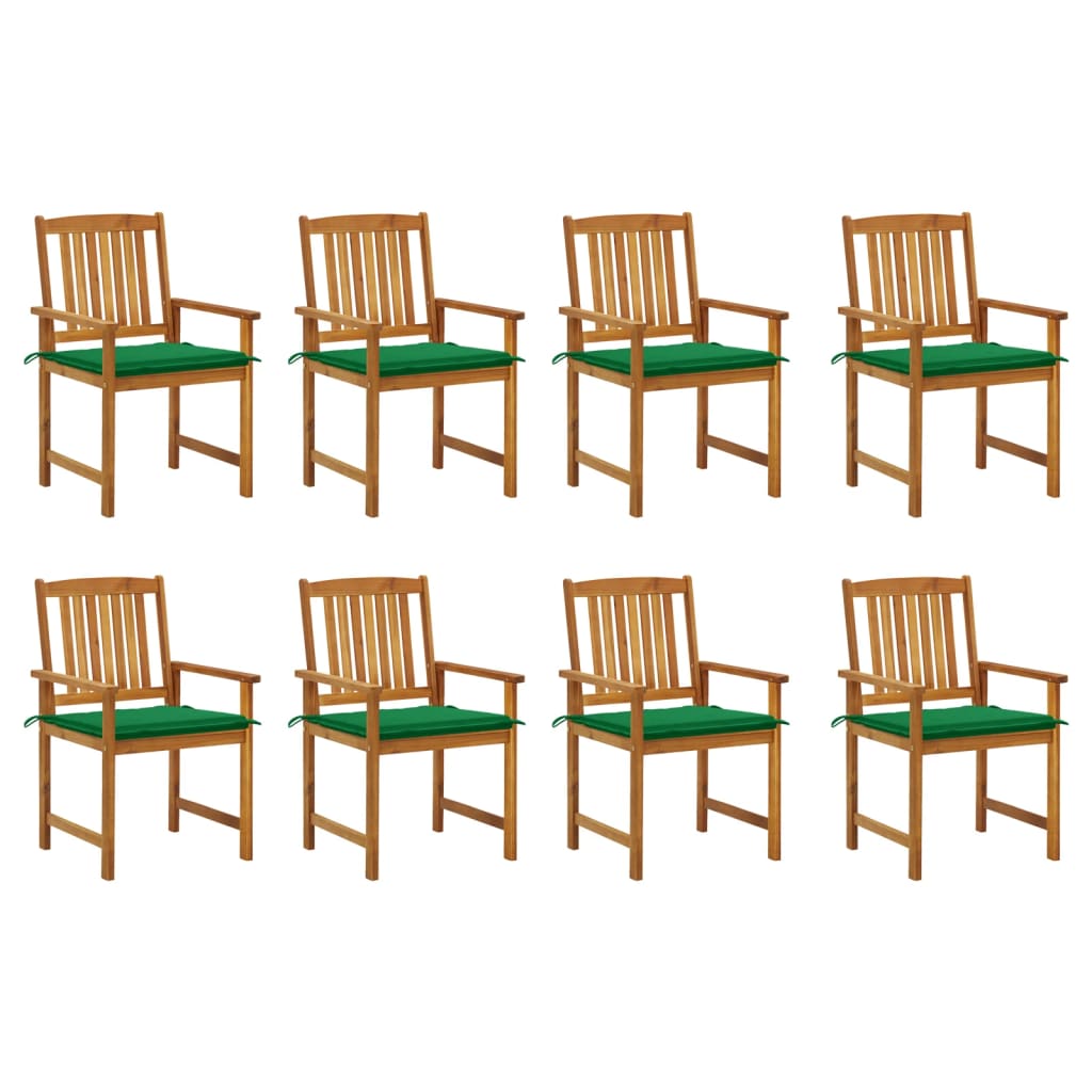 Sedie da Giardino con Cuscini 8 pz in Legno Massello di Acacia