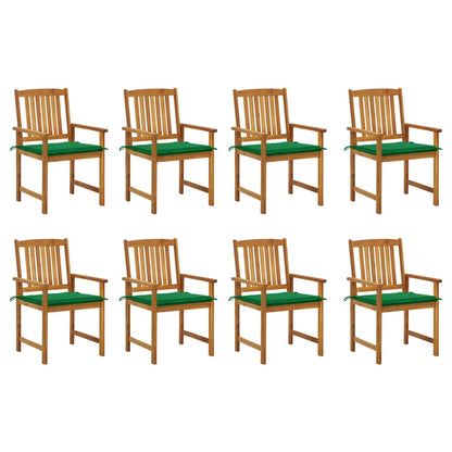 Sedie da Giardino con Cuscini 8 pz in Legno Massello di Acacia