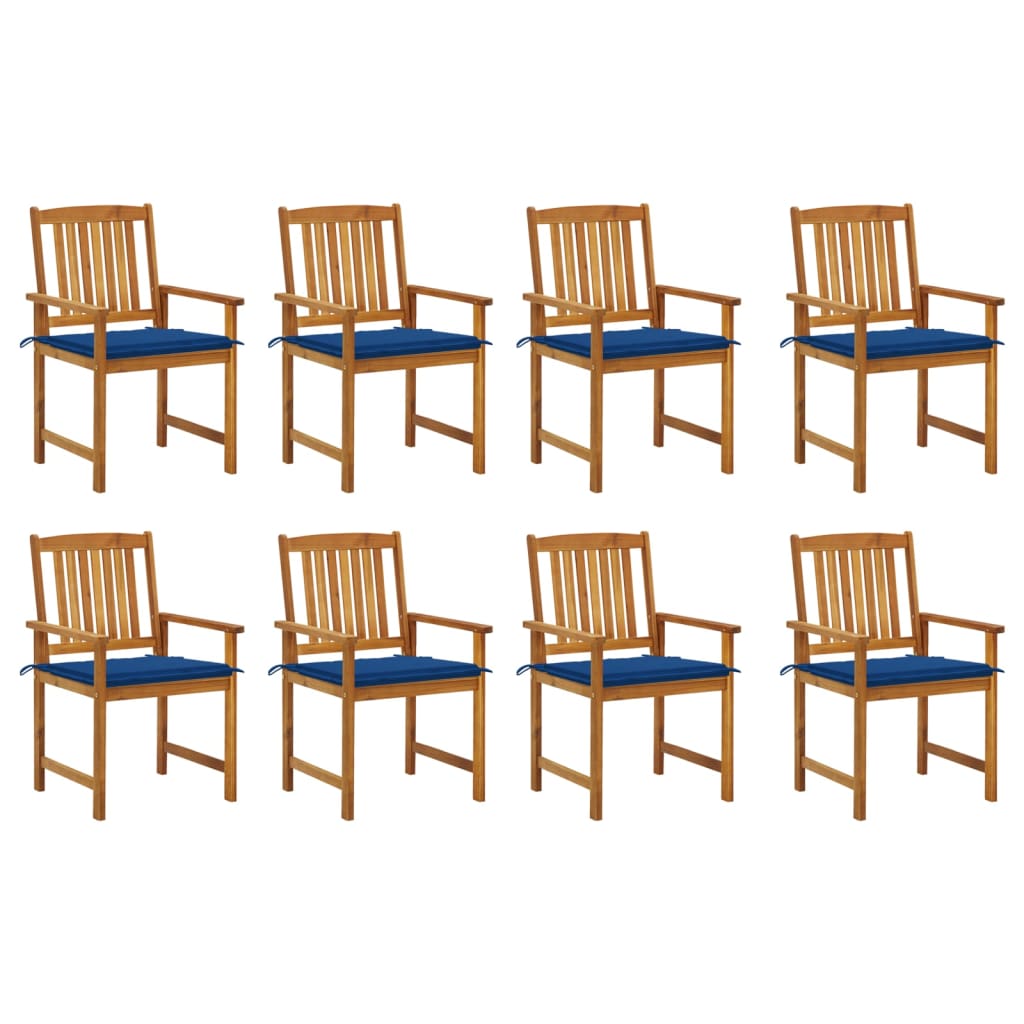 Sedie da Giardino con Cuscini 8 pz in Legno Massello di Acacia