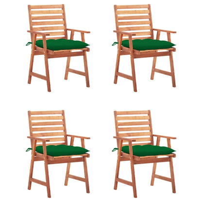 Sedie da Pranzo da Esterni con Cuscini 4 pz Massello di Acacia
