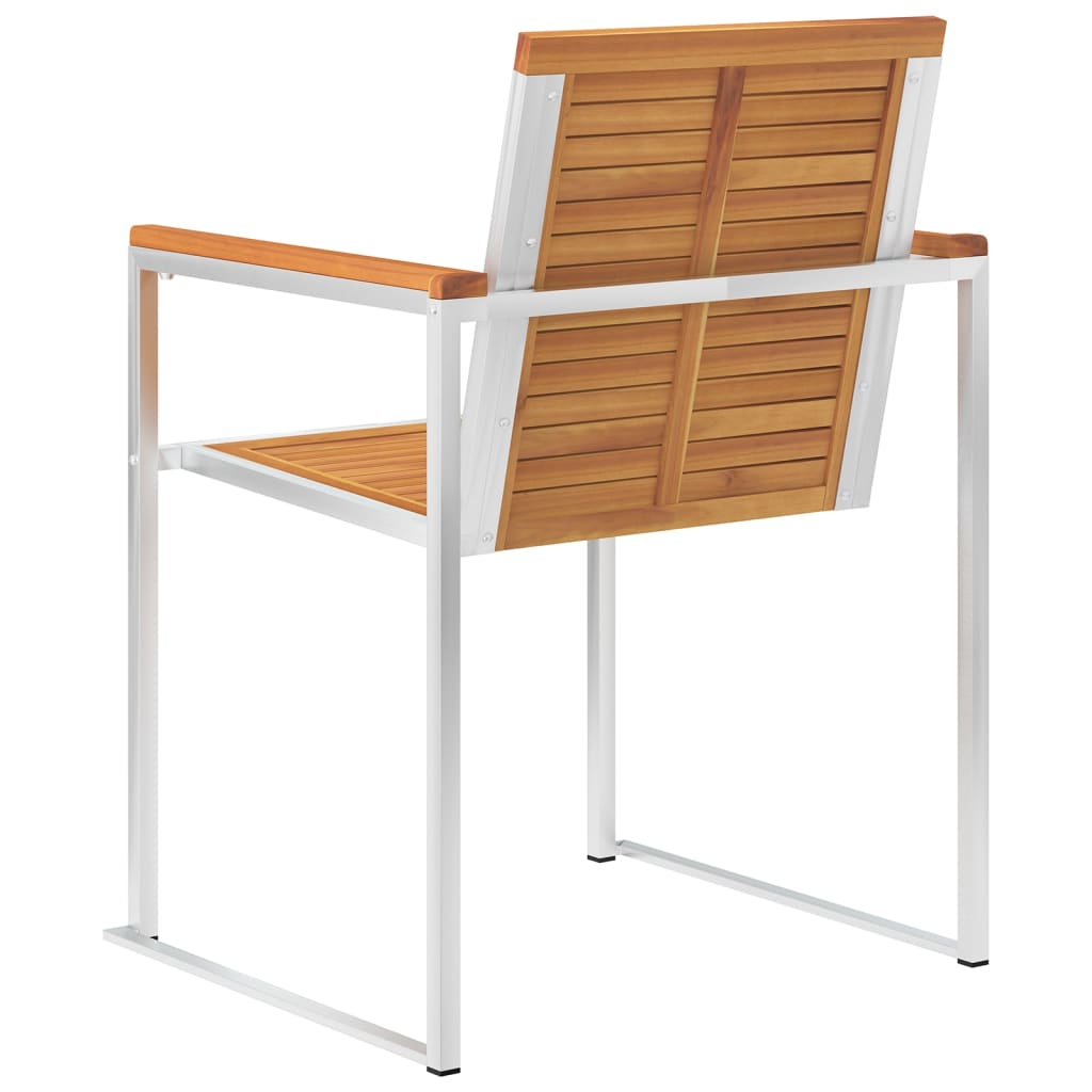 Sedie da Giardino 4 pz Legno Massello di Acacia e Acciaio Inox