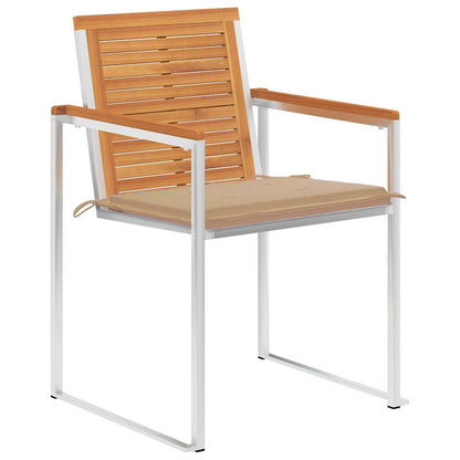 Sedie da Giardino con Cuscini 4 pz in Legno Massello di Acacia