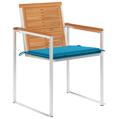 Sedie da Giardino con Cuscini 4 pz in Legno Massello di Acacia